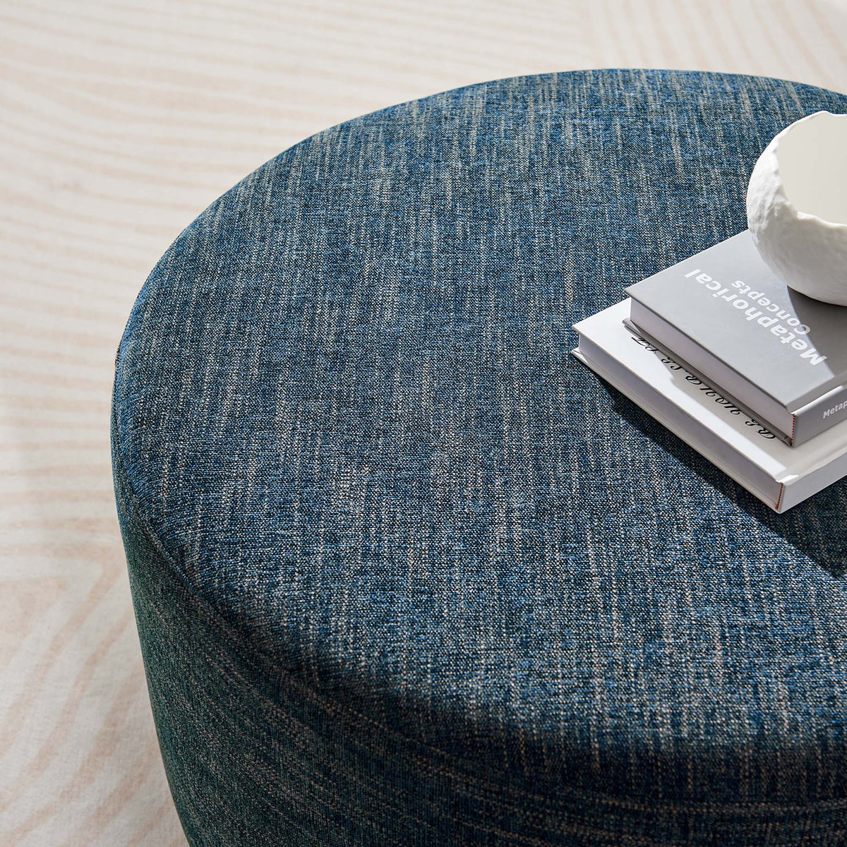 Callum Large Round Woven Heathered Fabric Upholstered Ottoman by Modway