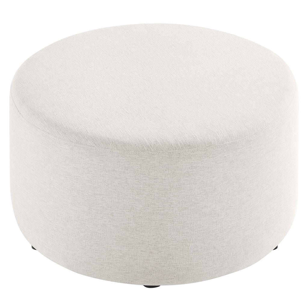 Callum Large Round Woven Heathered Fabric Upholstered Ottoman by Modway