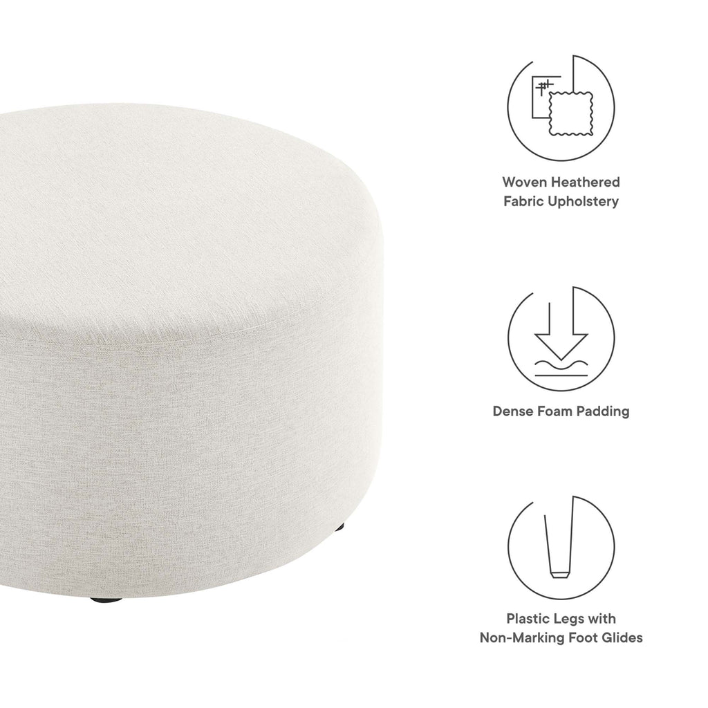 Callum Large Round Woven Heathered Fabric Upholstered Ottoman by Modway
