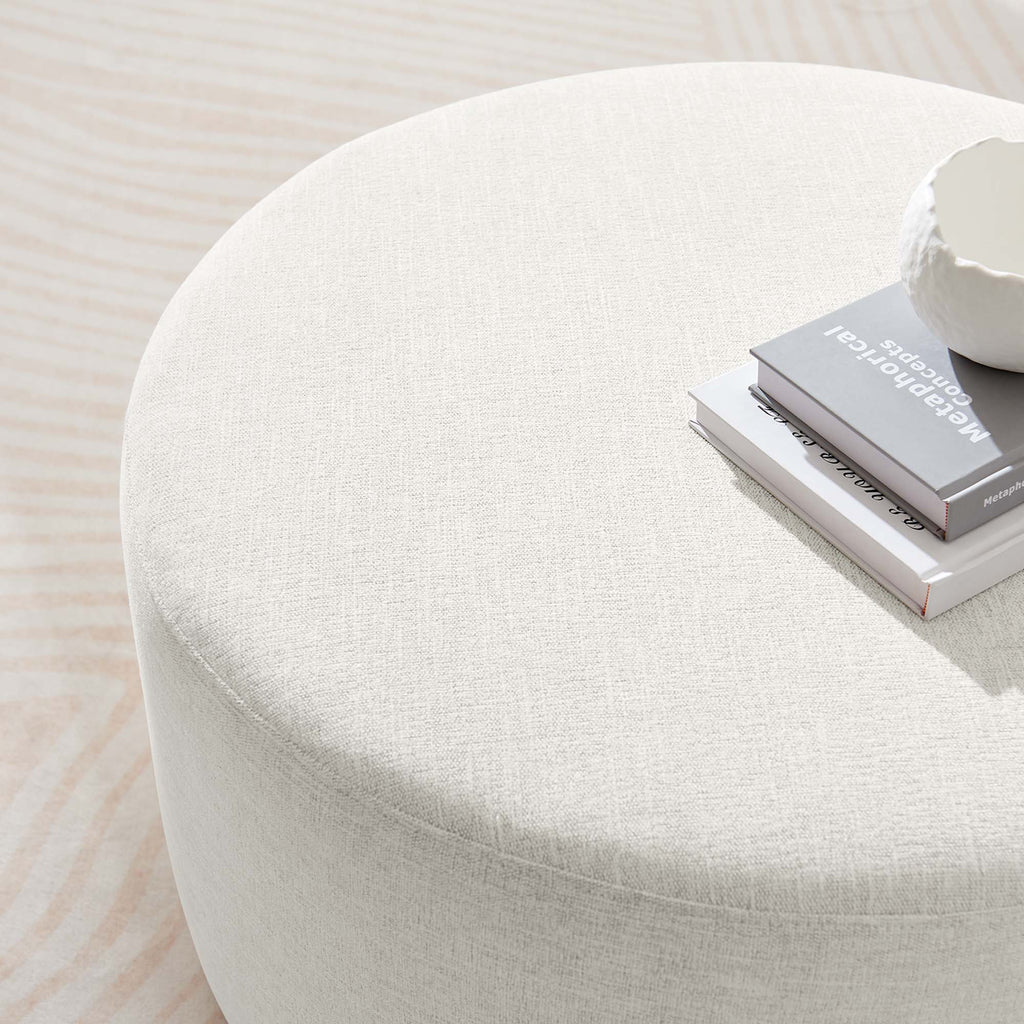 Callum Large Round Woven Heathered Fabric Upholstered Ottoman by Modway