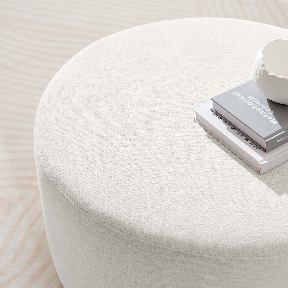 Callum Large Round Woven Heathered Fabric Upholstered Ottoman by Modway