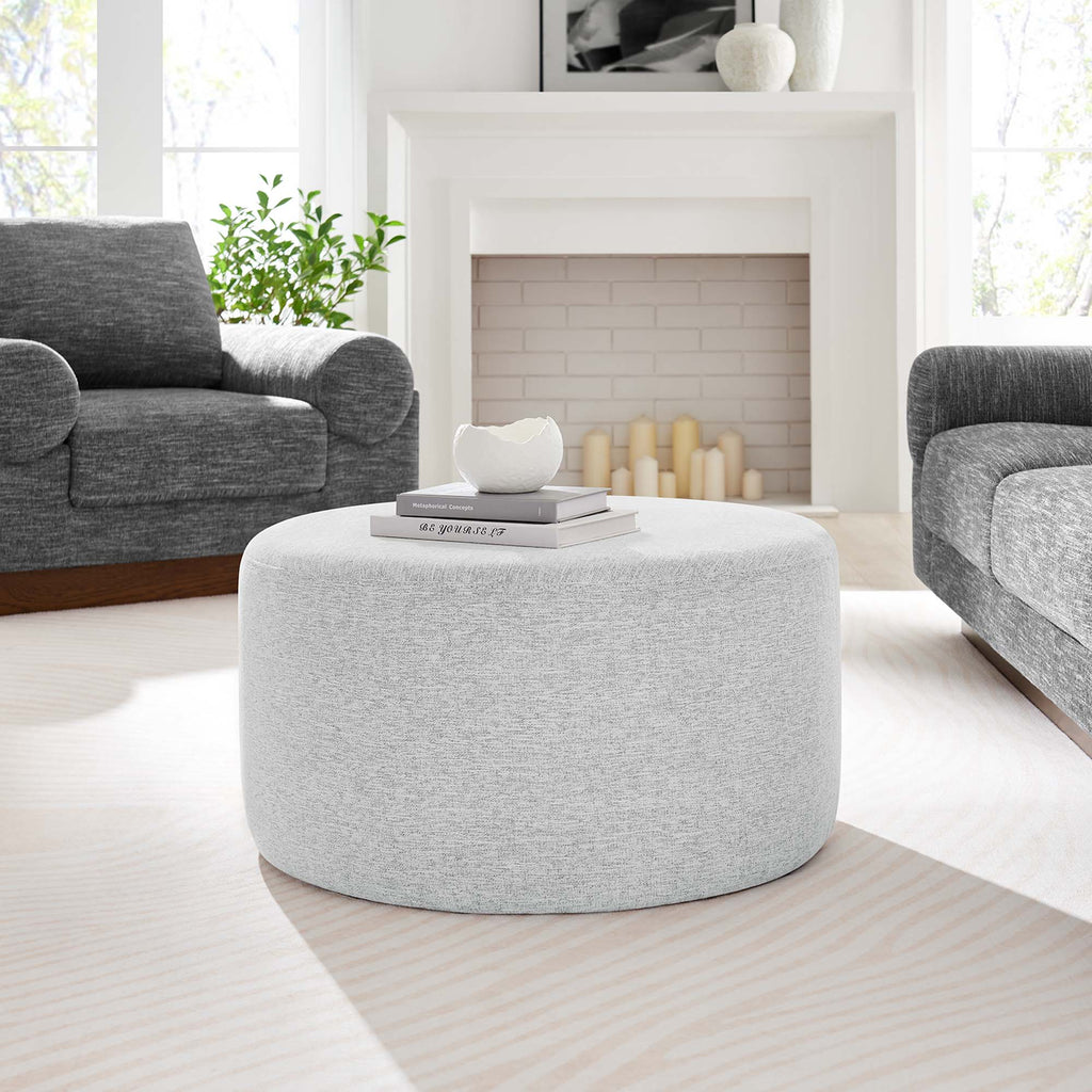 Callum Large Round Woven Heathered Fabric Upholstered Ottoman by Modway