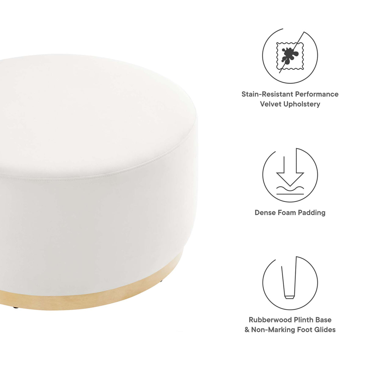 Tilden Large Round Performance Velvet Upholstered Ottoman by Modway