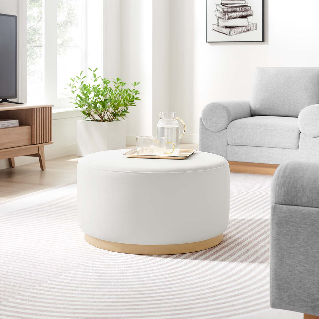 Tilden Large Round Performance Velvet Upholstered Ottoman by Modway