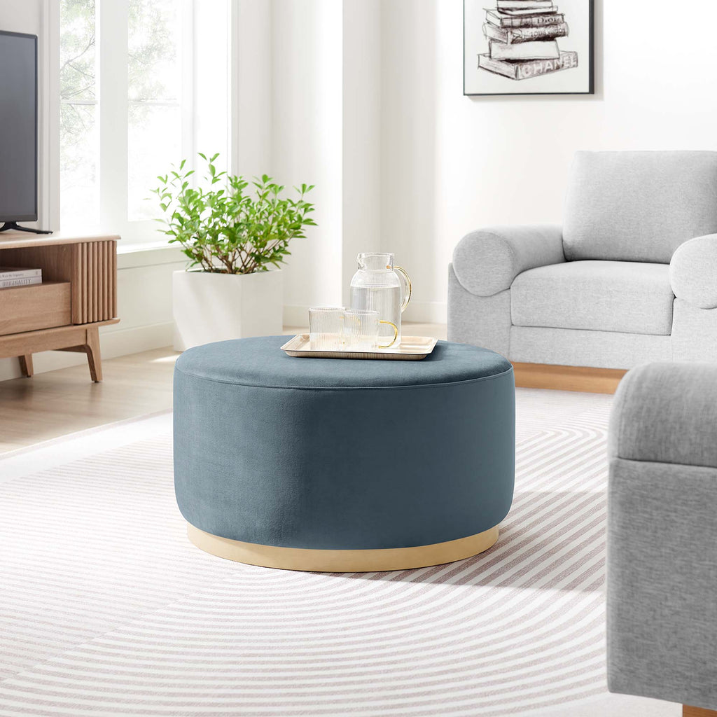 Tilden Large Round Performance Velvet Upholstered Ottoman by Modway