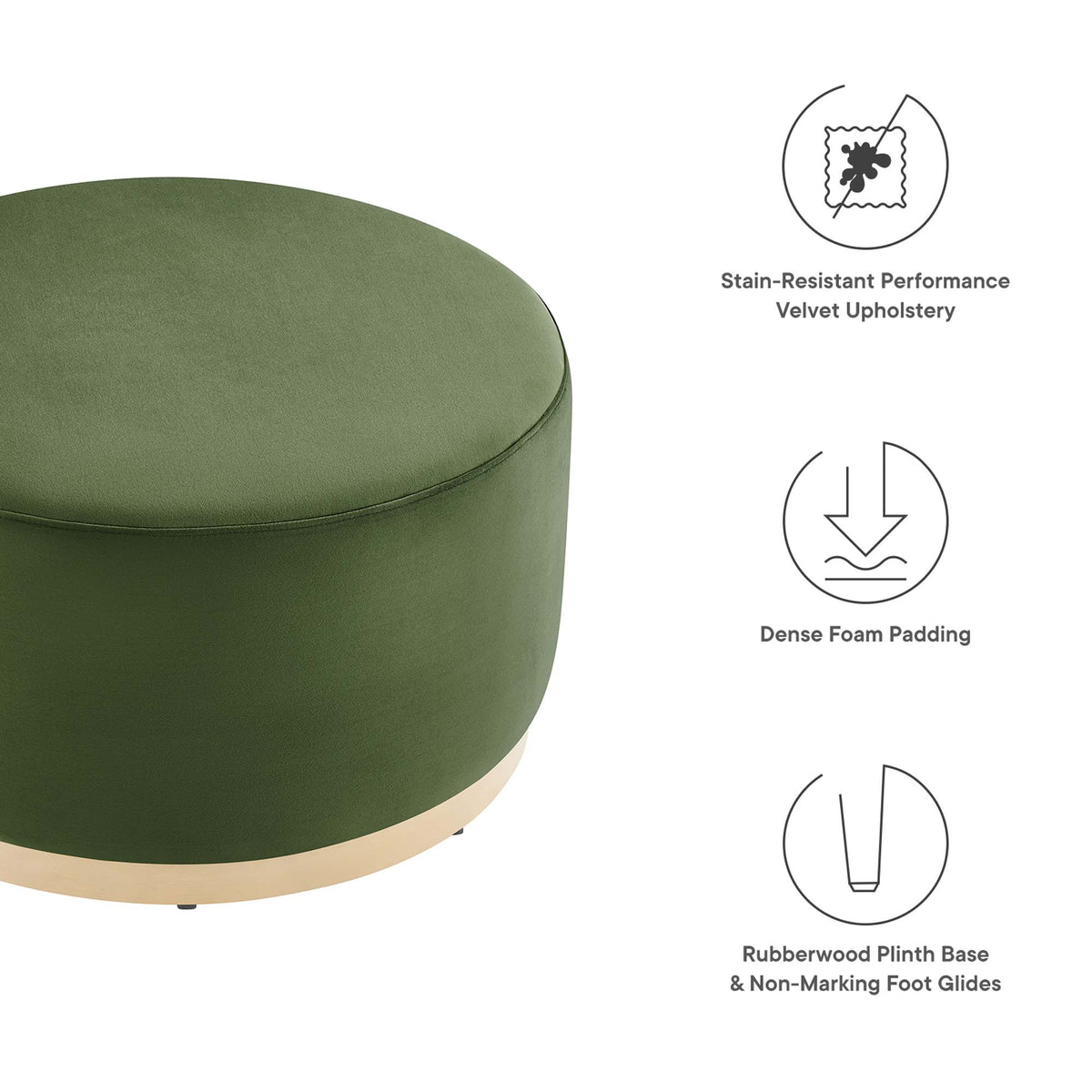 Tilden Large Round Performance Velvet Upholstered Ottoman by Modway