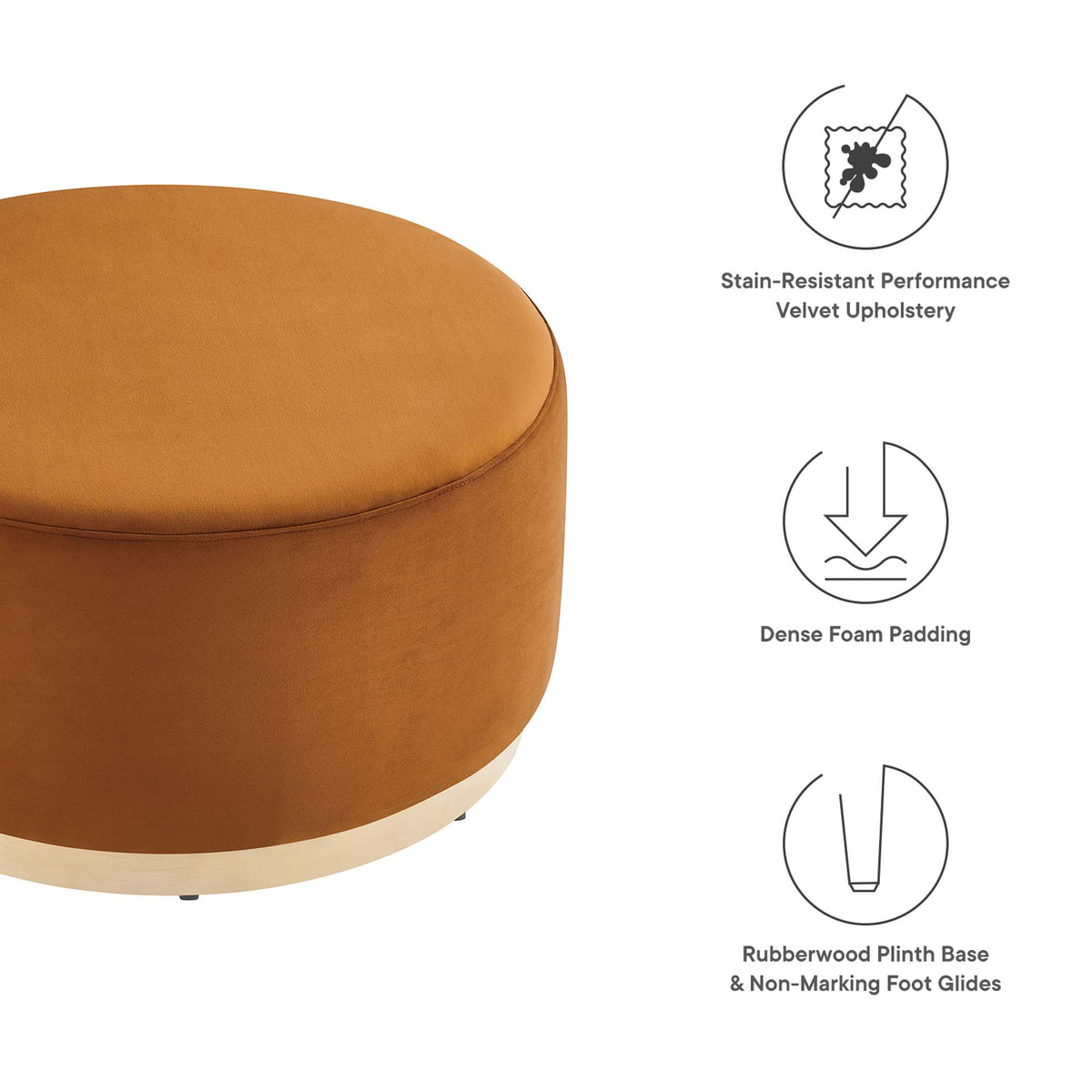 Tilden Large Round Performance Velvet Upholstered Ottoman by Modway