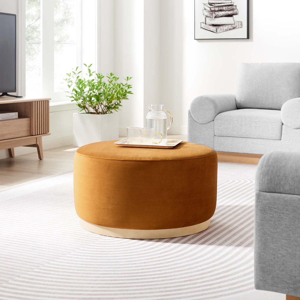 Tilden Large Round Performance Velvet Upholstered Ottoman by Modway