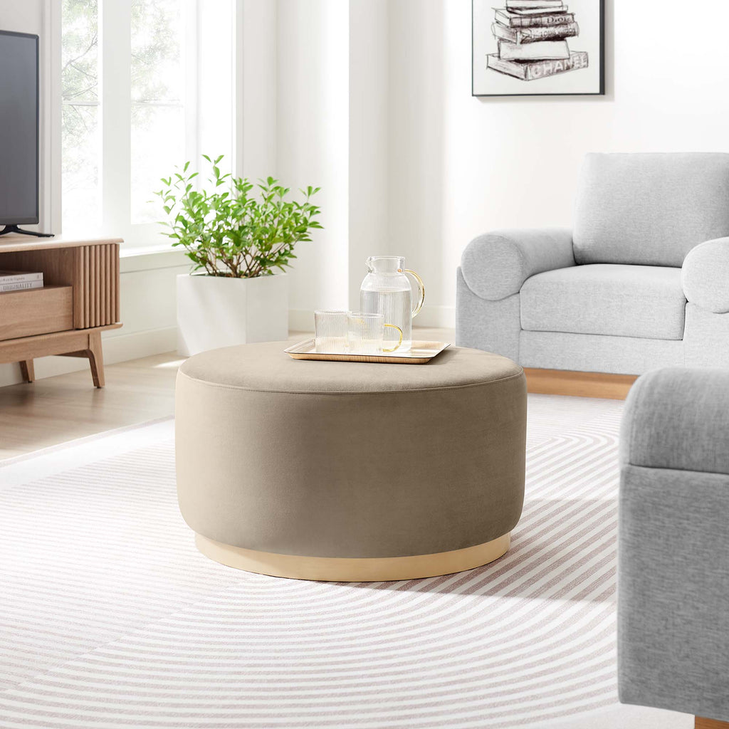 Tilden Large Round Performance Velvet Upholstered Ottoman by Modway