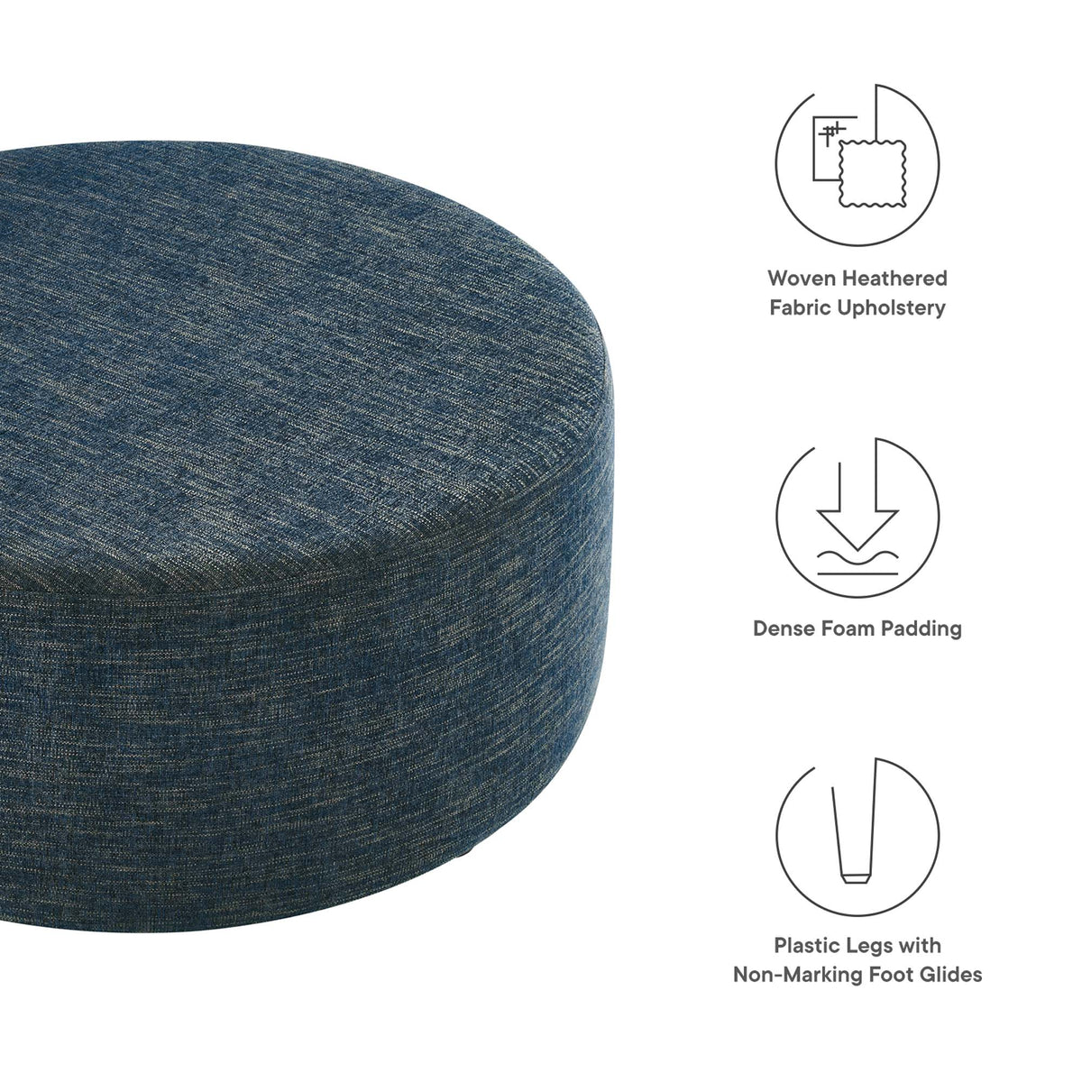 Callum Large Round Woven Heathered Fabric Upholstered Ottoman by Modway