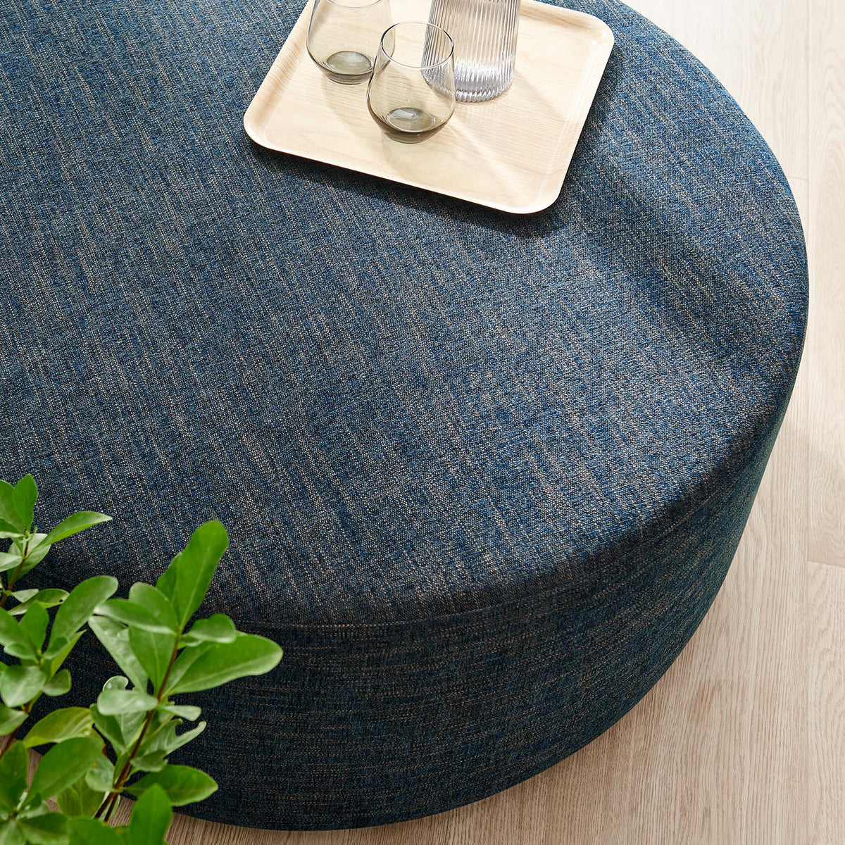 Callum Large Round Woven Heathered Fabric Upholstered Ottoman by Modway