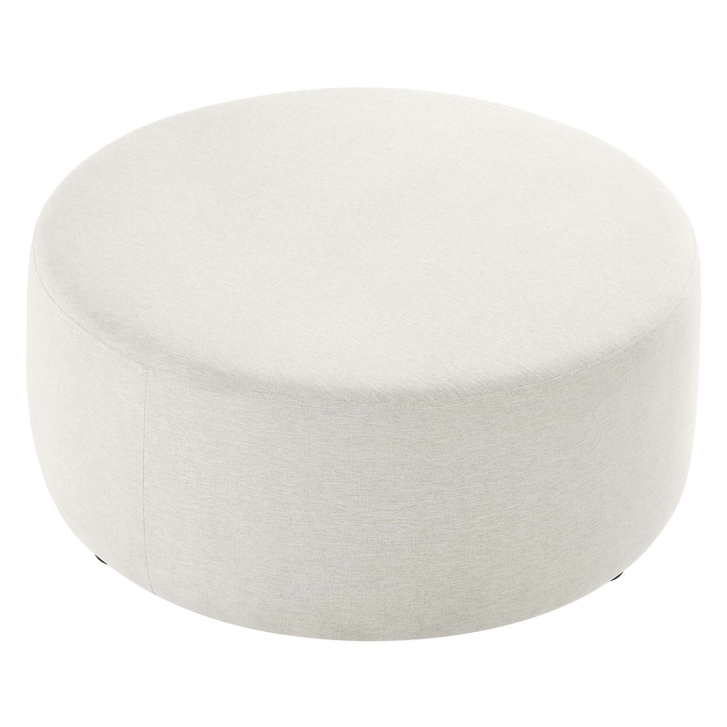 Callum Large Round Woven Heathered Fabric Upholstered Ottoman by Modway