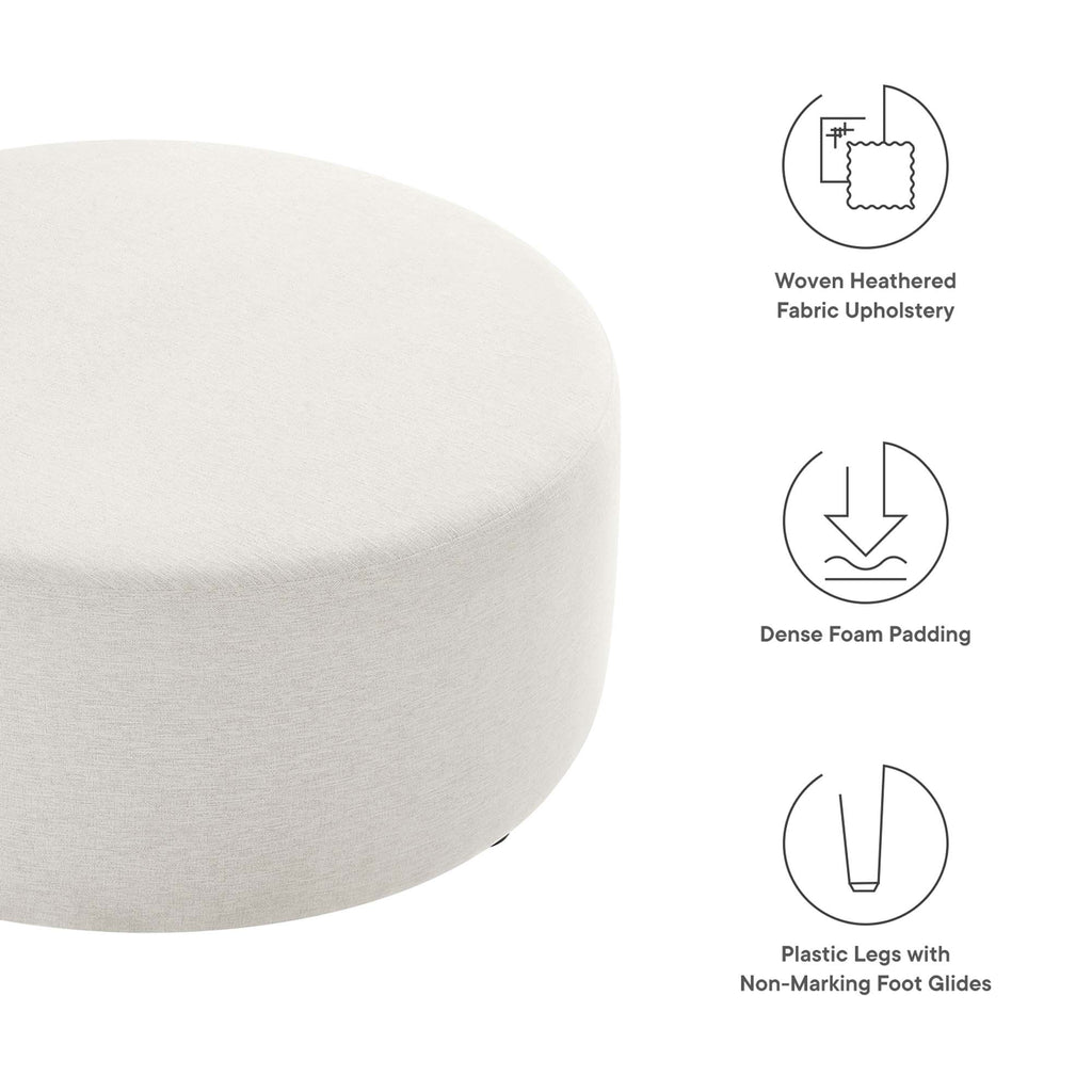Callum Large Round Woven Heathered Fabric Upholstered Ottoman by Modway