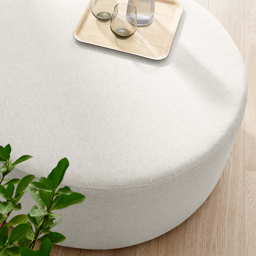 Callum Large Round Woven Heathered Fabric Upholstered Ottoman by Modway