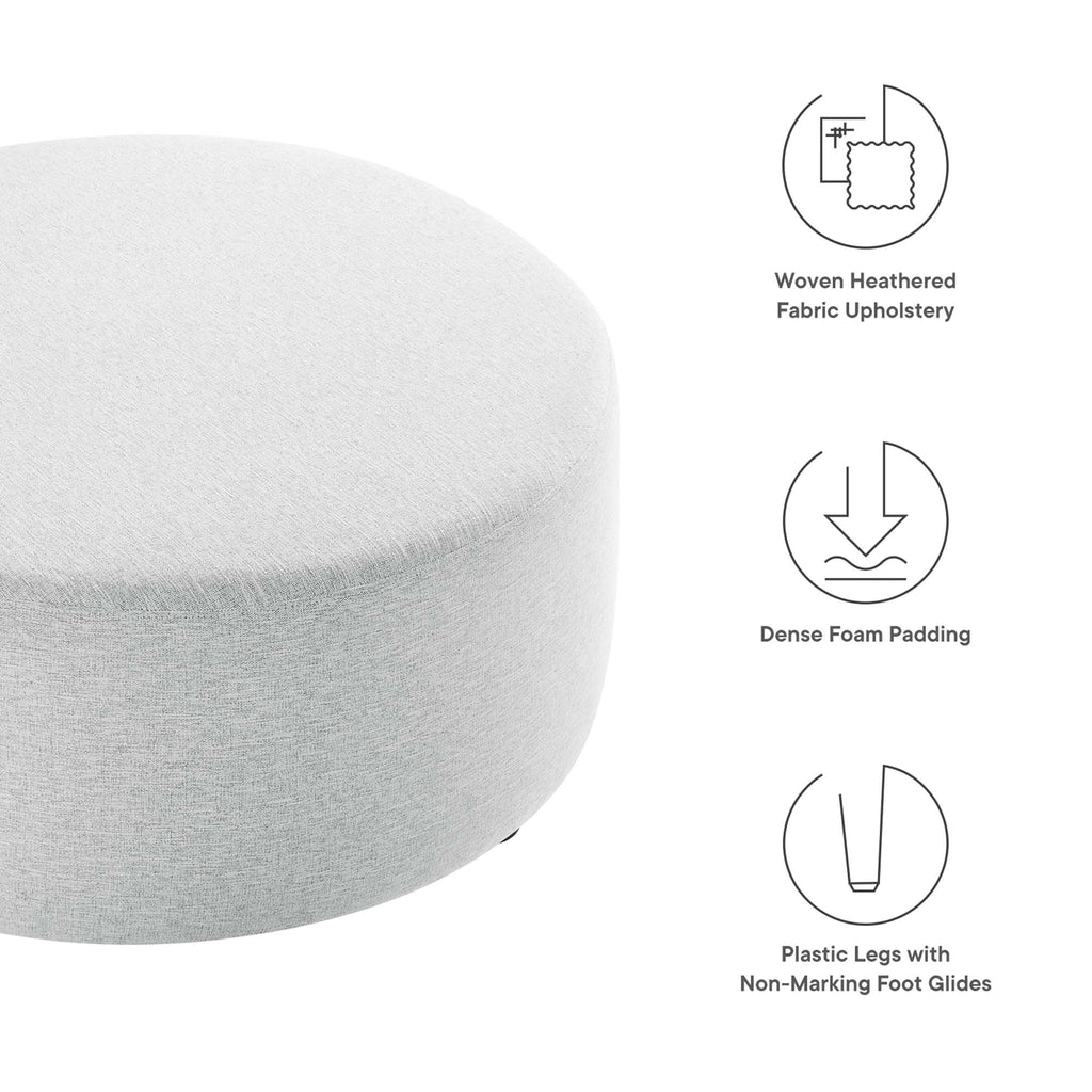 Callum Large Round Woven Heathered Fabric Upholstered Ottoman by Modway