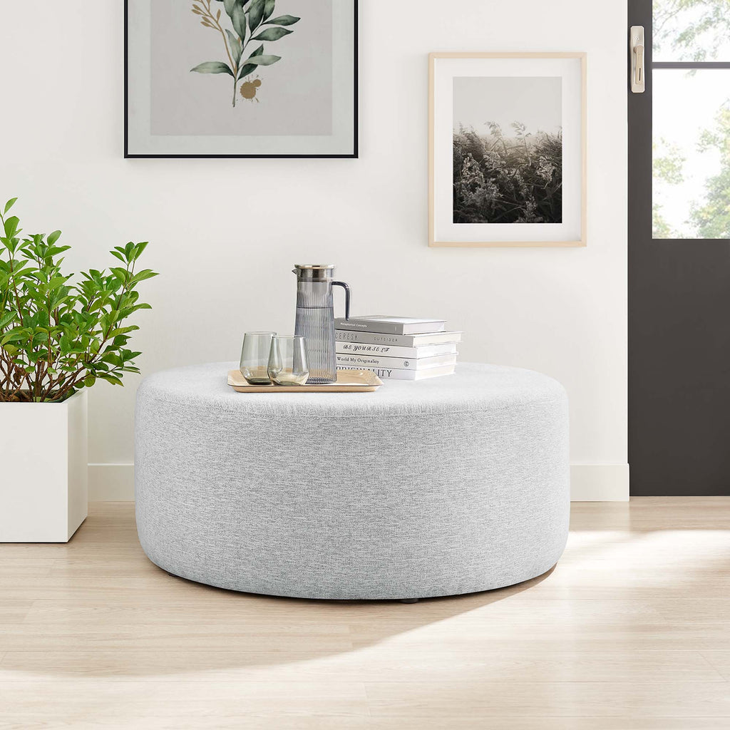 Callum Large Round Woven Heathered Fabric Upholstered Ottoman by Modway