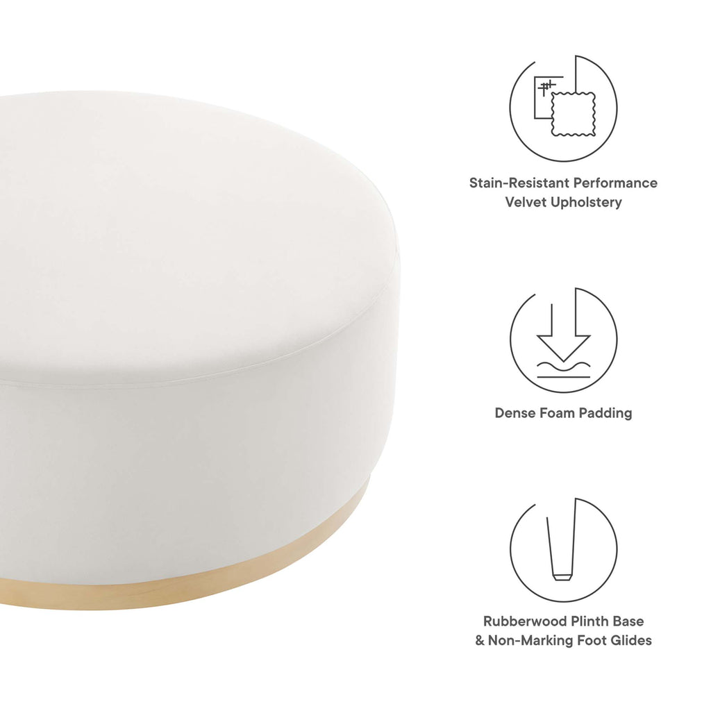 Tilden Large Round Performance Velvet Upholstered Ottoman by Modway