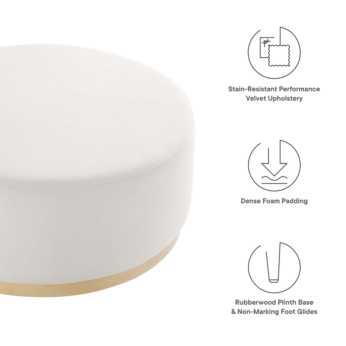 Tilden Large Round Performance Velvet Upholstered Ottoman by Modway