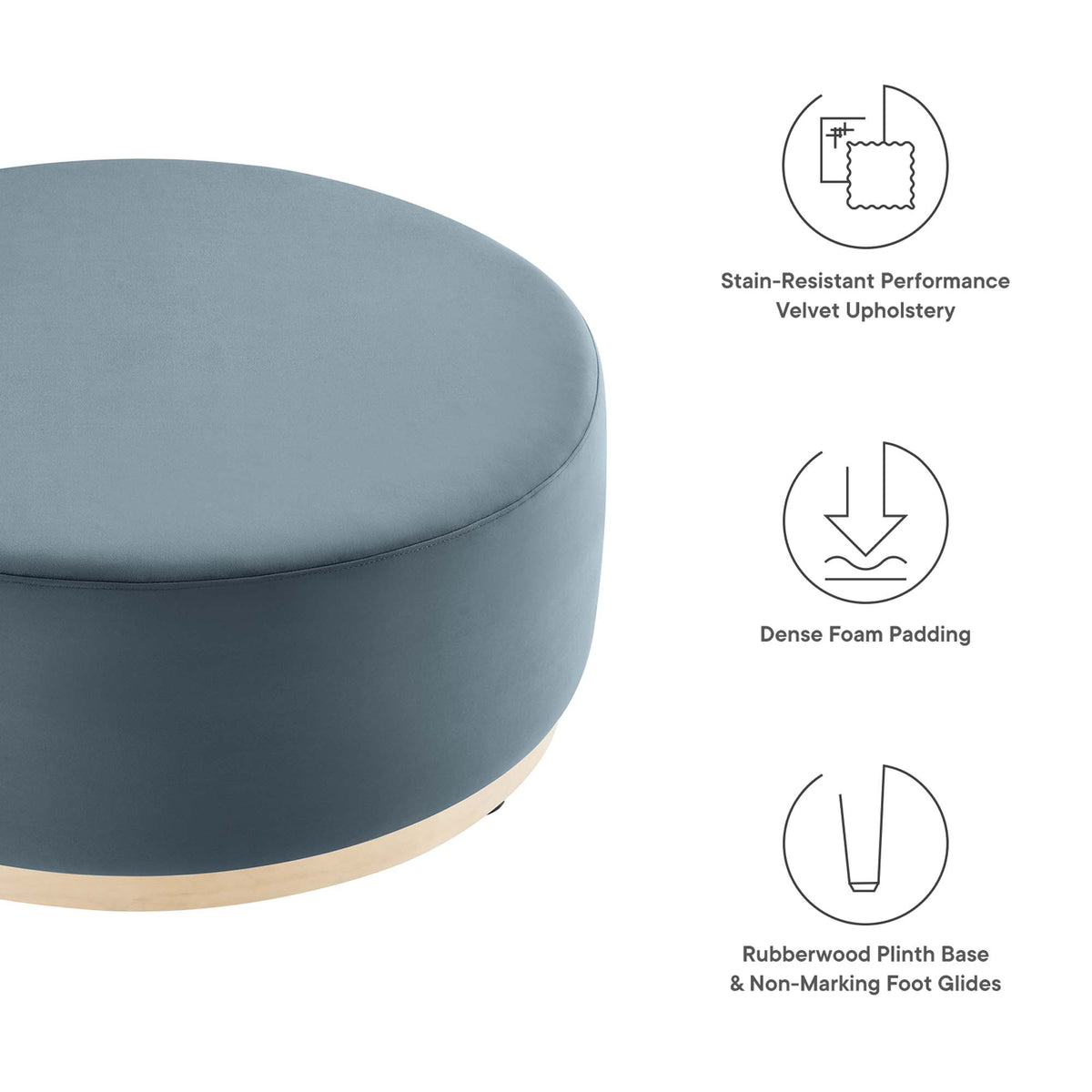 Tilden Large Round Performance Velvet Upholstered Ottoman by Modway