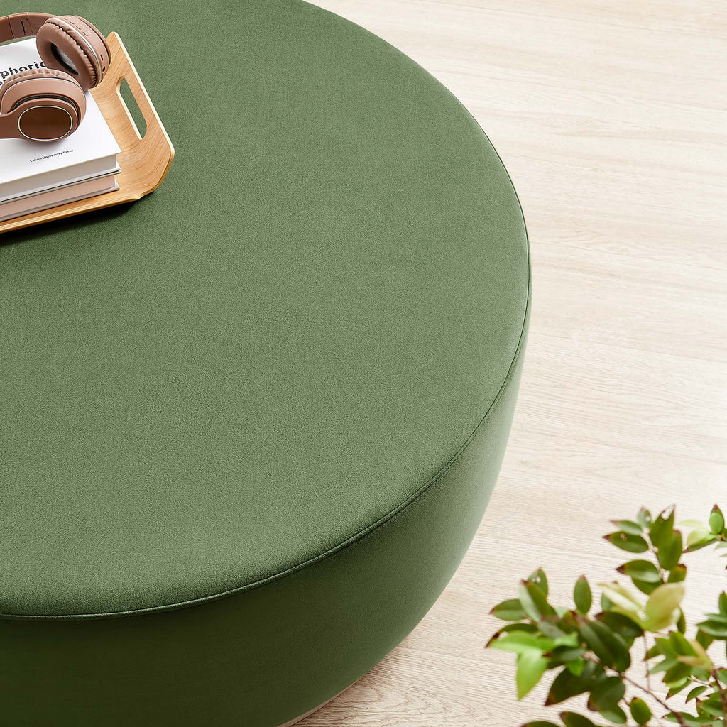 Tilden Large Round Performance Velvet Upholstered Ottoman by Modway