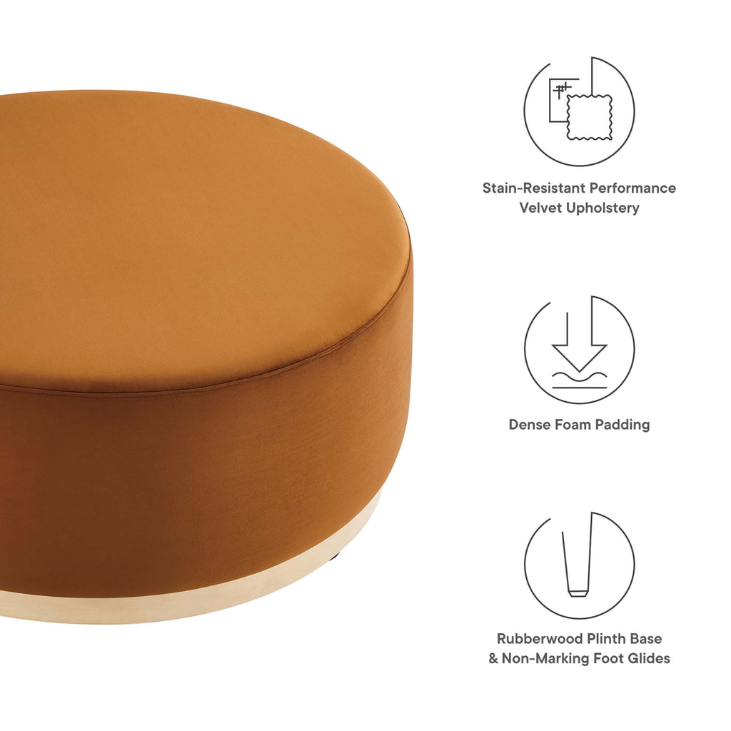 Tilden Large Round Performance Velvet Upholstered Ottoman by Modway