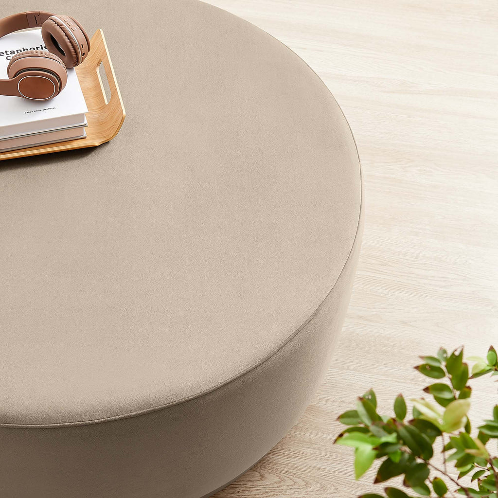 Tilden Large Round Performance Velvet Upholstered Ottoman by Modway