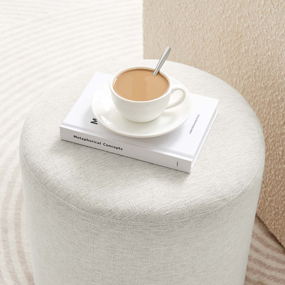 Callum 16" Round Woven Heathered Fabric Upholstered Ottoman by Modway