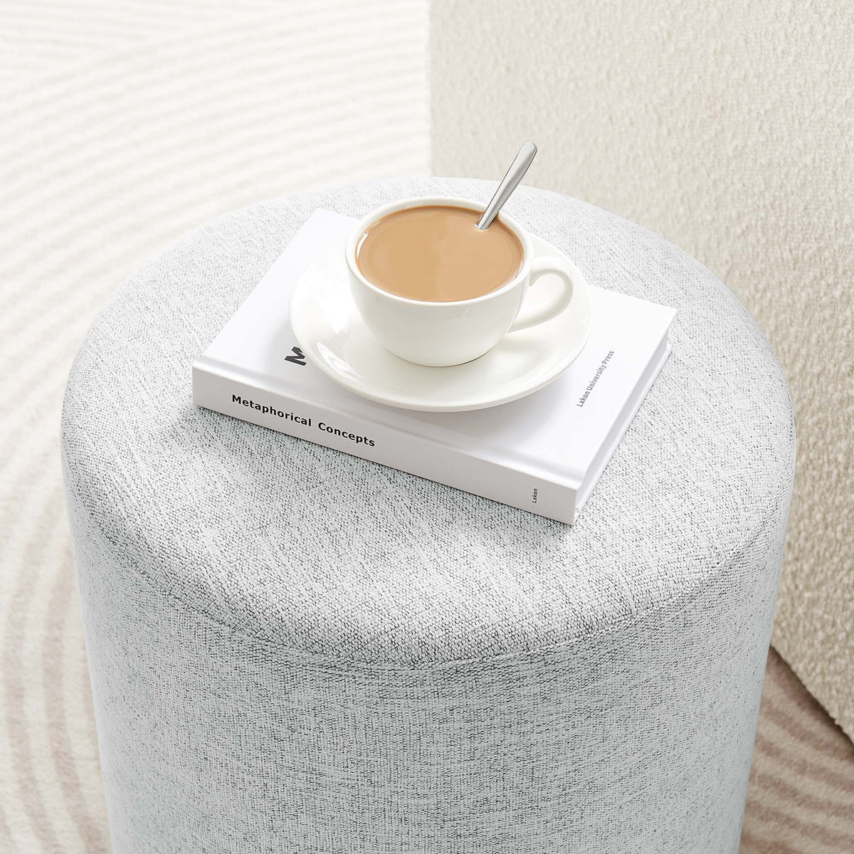 Callum 16" Round Woven Heathered Fabric Upholstered Ottoman by Modway
