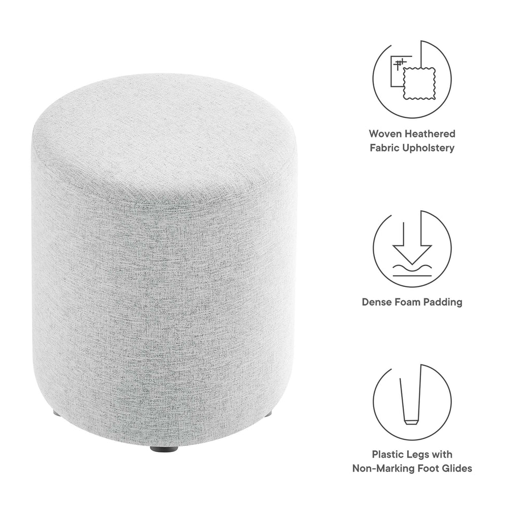 Callum 16" Round Woven Heathered Fabric Upholstered Ottoman by Modway