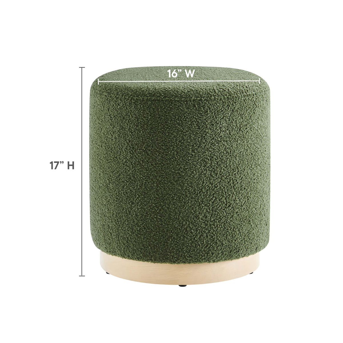Tilden 16" Round Sherpa Upholstered Ottoman by Modway