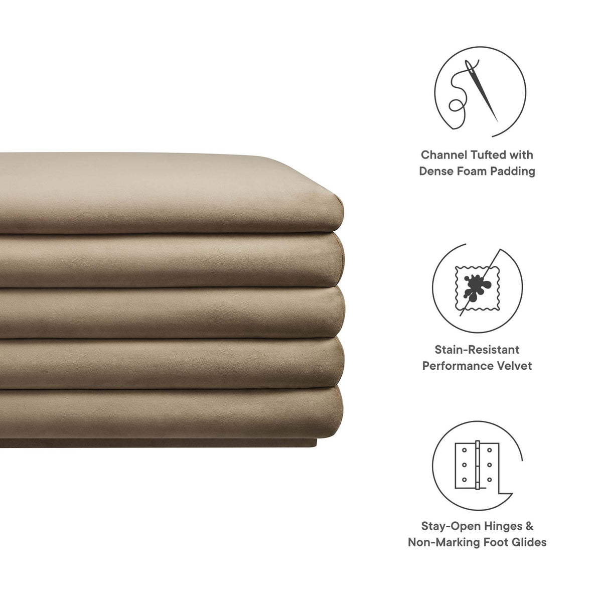 Mezzo Upholstered Performance Velvet Storage Bench by Modway