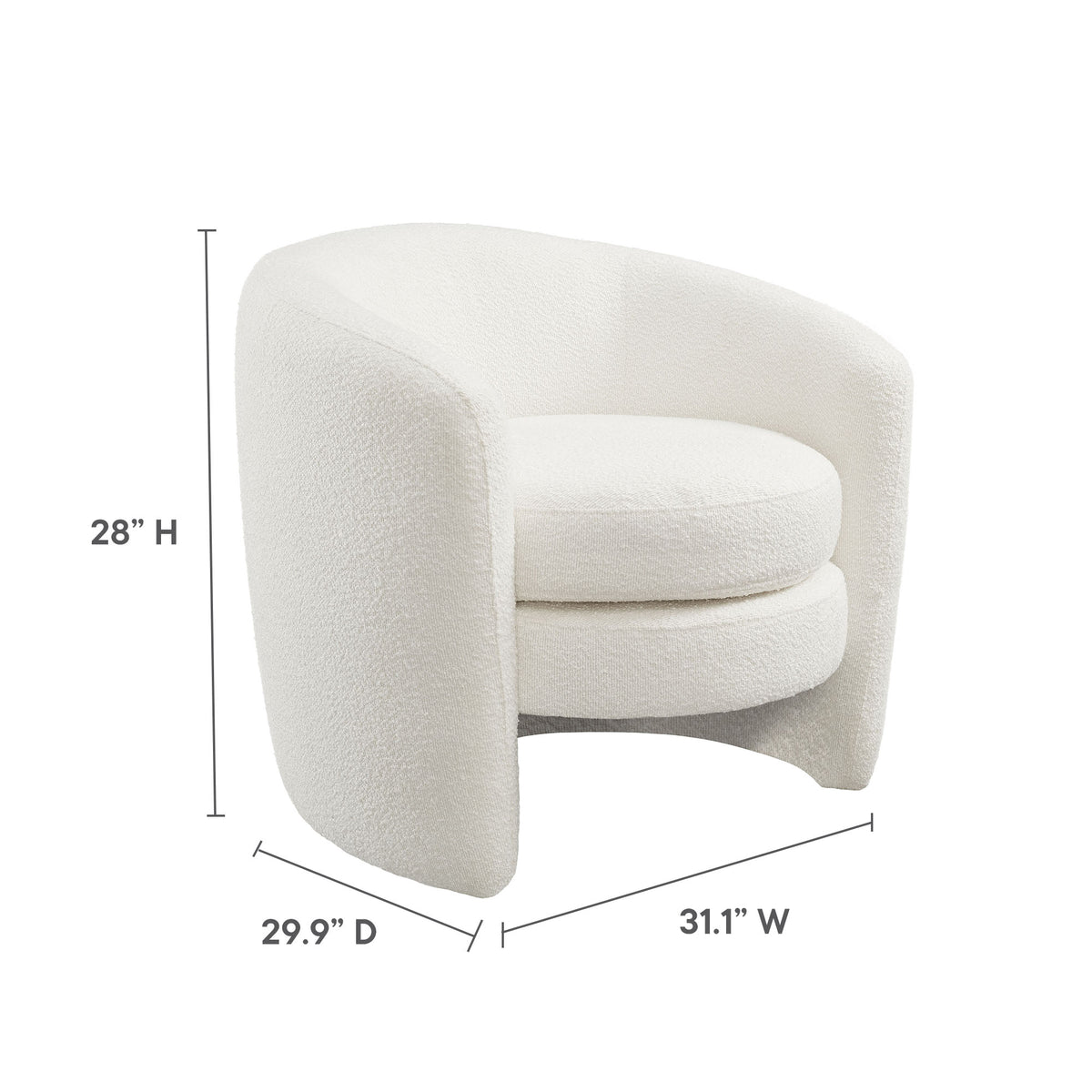 Affinity Upholstered Boucle Fabric Curved Back Armchair by Modway