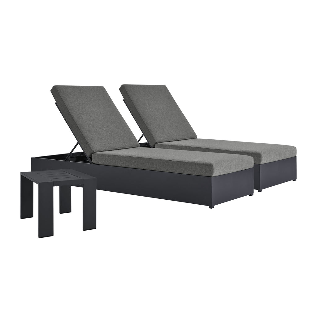 Tahoe 3-Piece Outdoor Patio Powder-Coated Aluminum Chaise Lounge Set by Modway