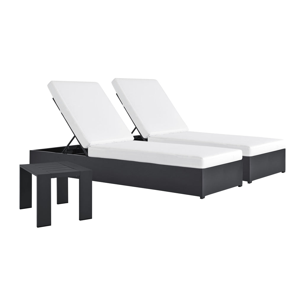 Tahoe 3-Piece Outdoor Patio Powder-Coated Aluminum Chaise Lounge Set by Modway