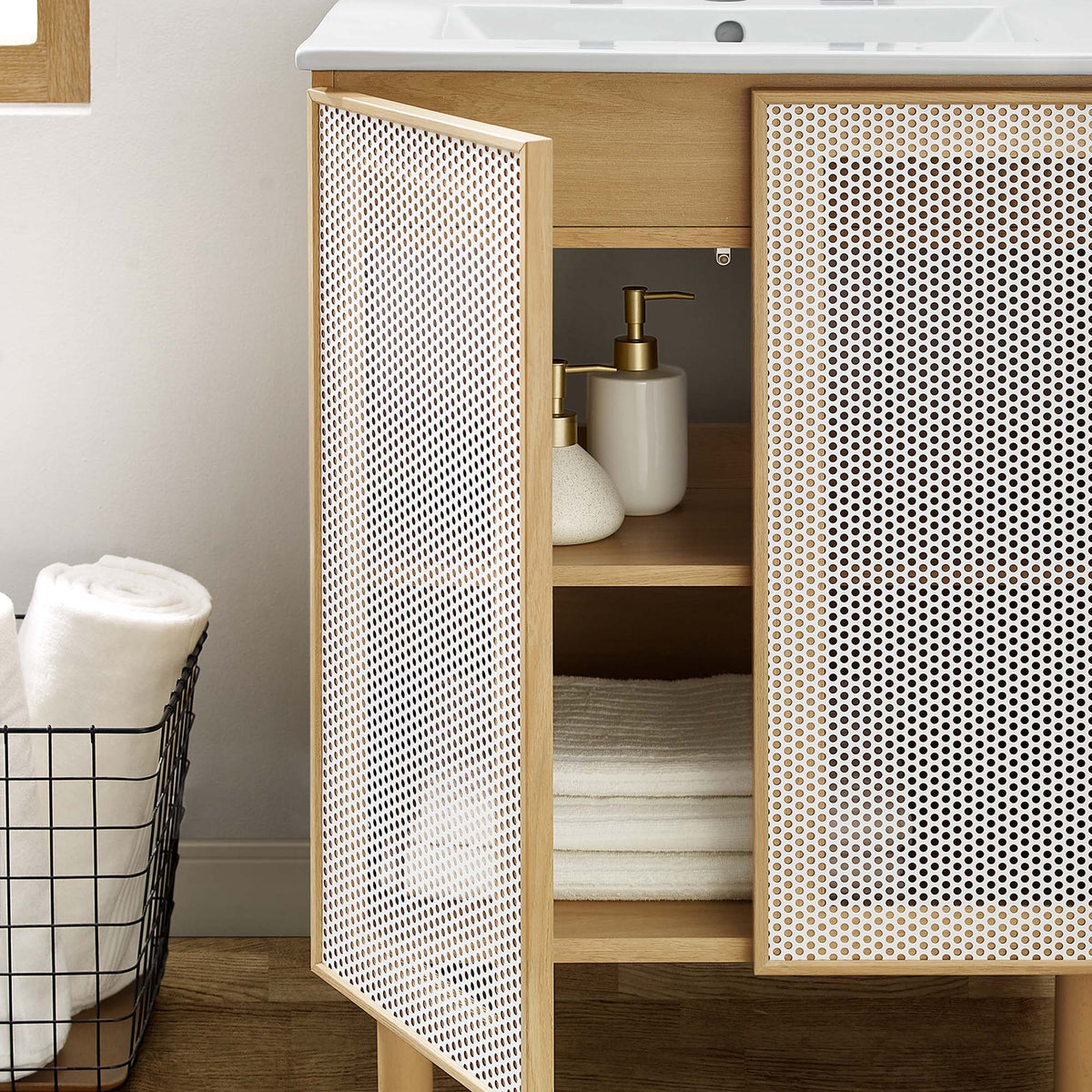 Calla Perforated Metal Bathroom Vanity by Modway