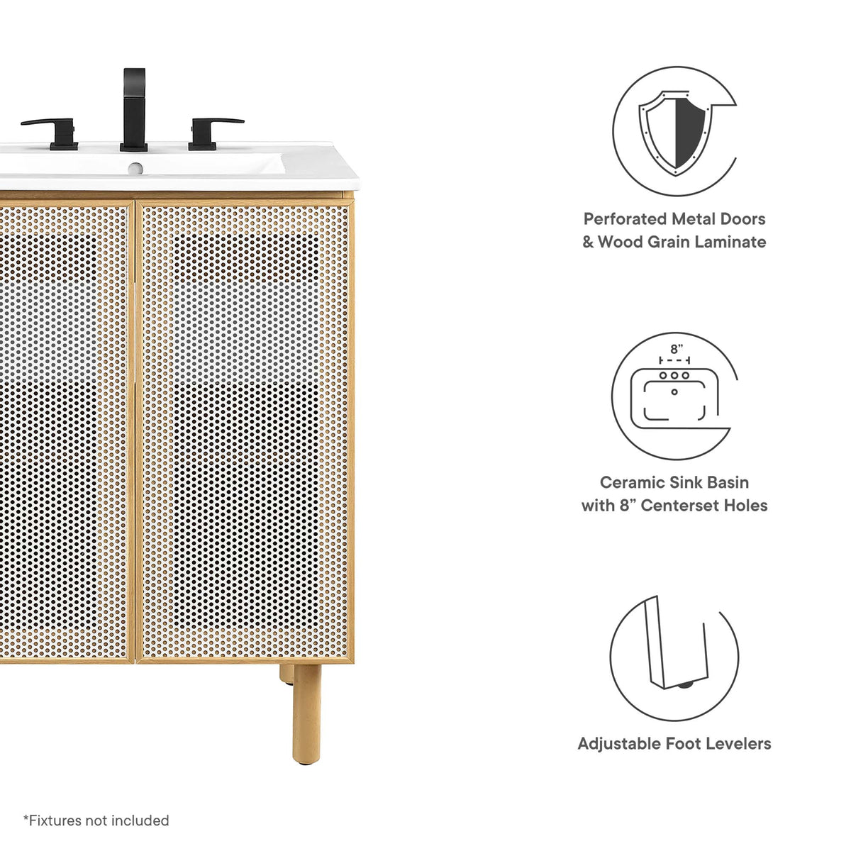 Calla Perforated Metal Bathroom Vanity by Modway