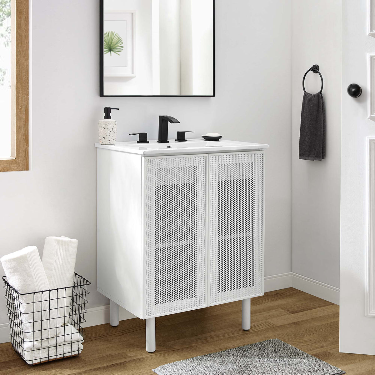 Calla Perforated Metal Bathroom Vanity by Modway