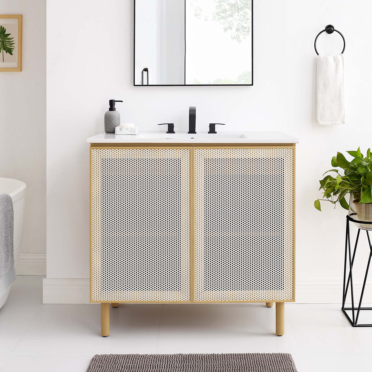 Calla Perforated Metal Bathroom Vanity by Modway