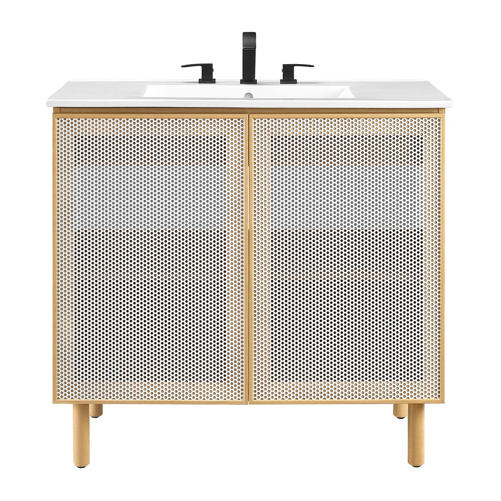 Calla Perforated Metal Bathroom Vanity by Modway
