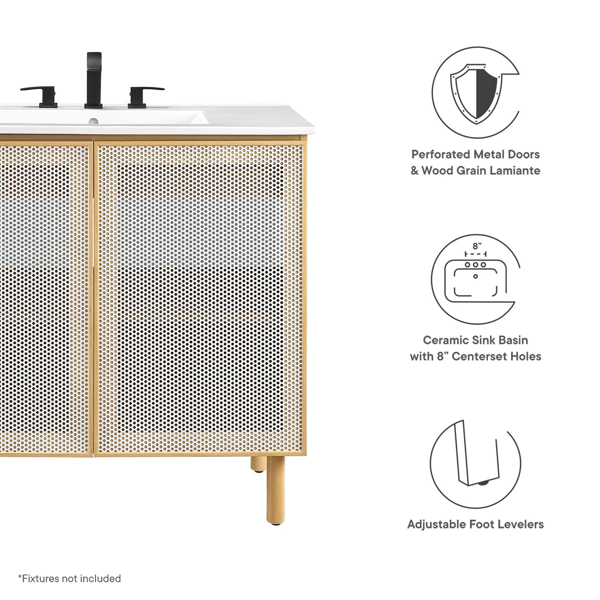 Calla Perforated Metal Bathroom Vanity by Modway