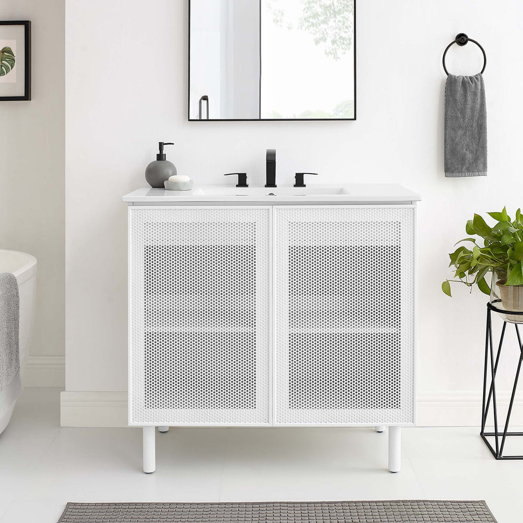 Calla Perforated Metal Bathroom Vanity by Modway