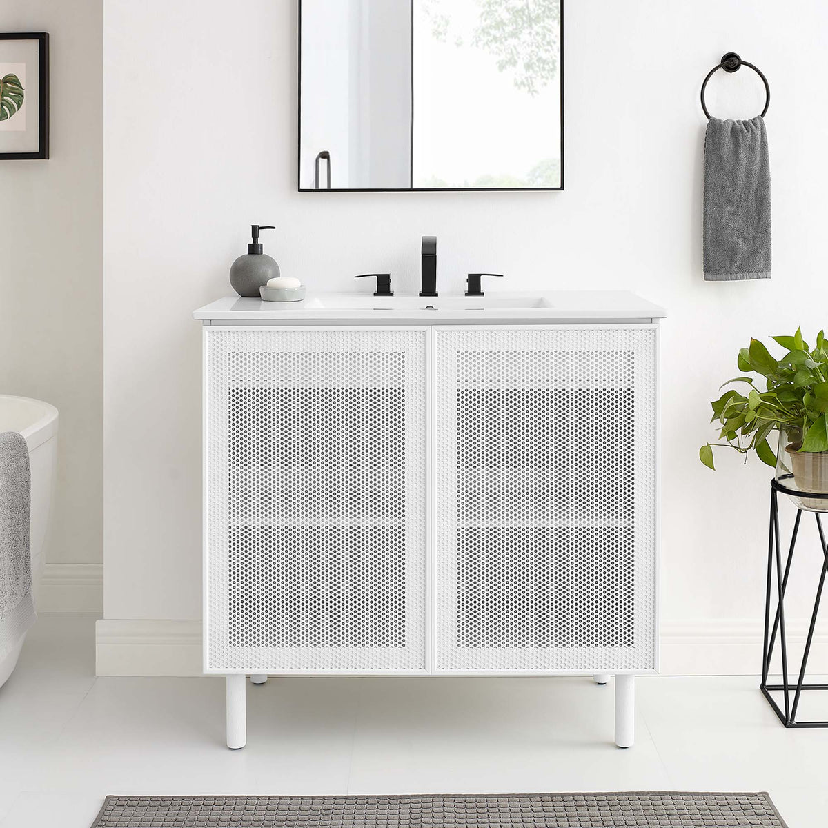 Calla Perforated Metal Bathroom Vanity by Modway