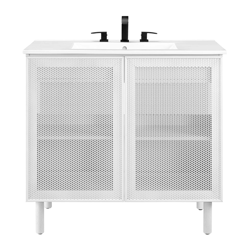 Calla Perforated Metal Bathroom Vanity by Modway