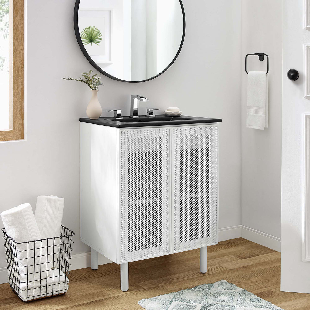 Calla Perforated Metal Bathroom Vanity by Modway