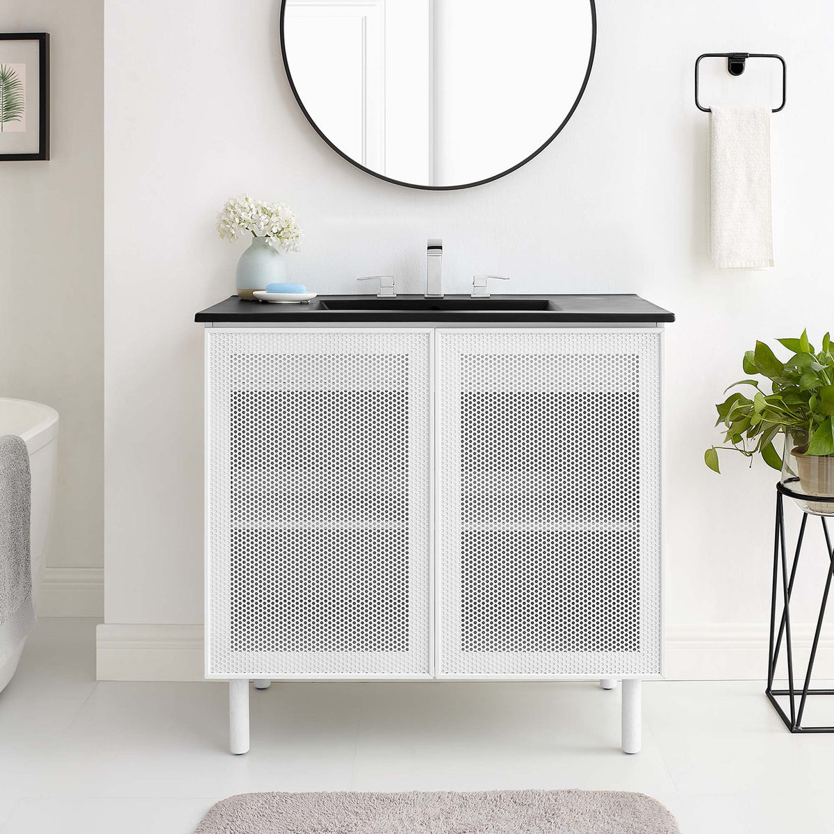 Calla Perforated Metal Bathroom Vanity by Modway