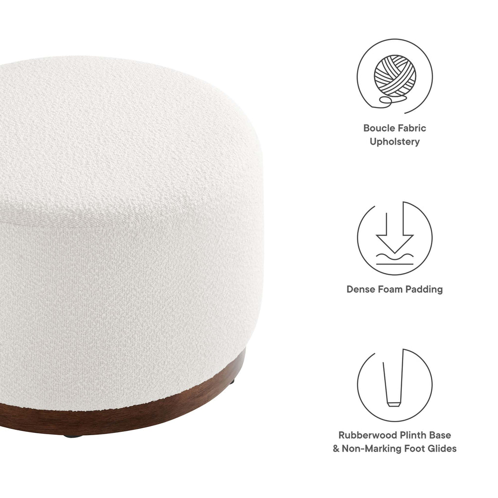 Tilden Large Round Boucle Upholstered Upholstered Ottoman by Modway