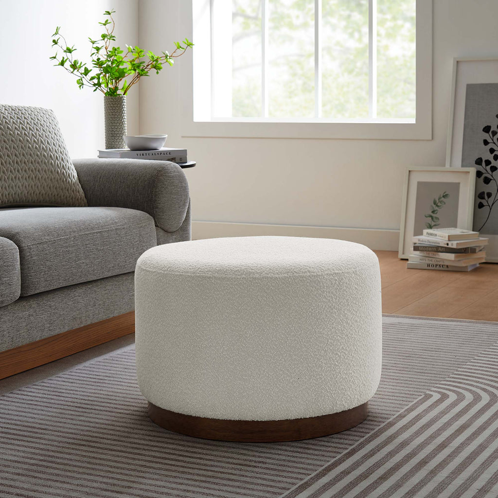 Tilden Large Round Boucle Upholstered Upholstered Ottoman by Modway