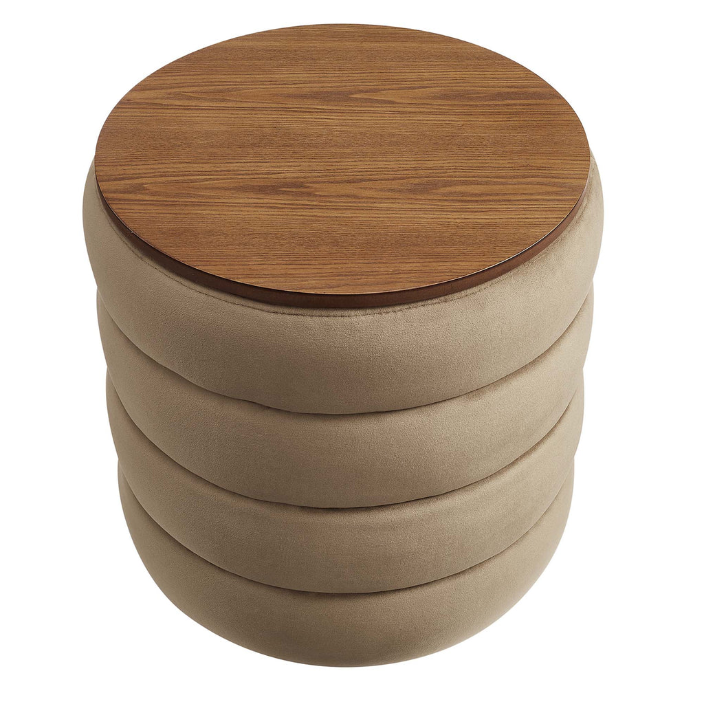 Mezzo Round Performance Velvet Storage Ottoman by Modway