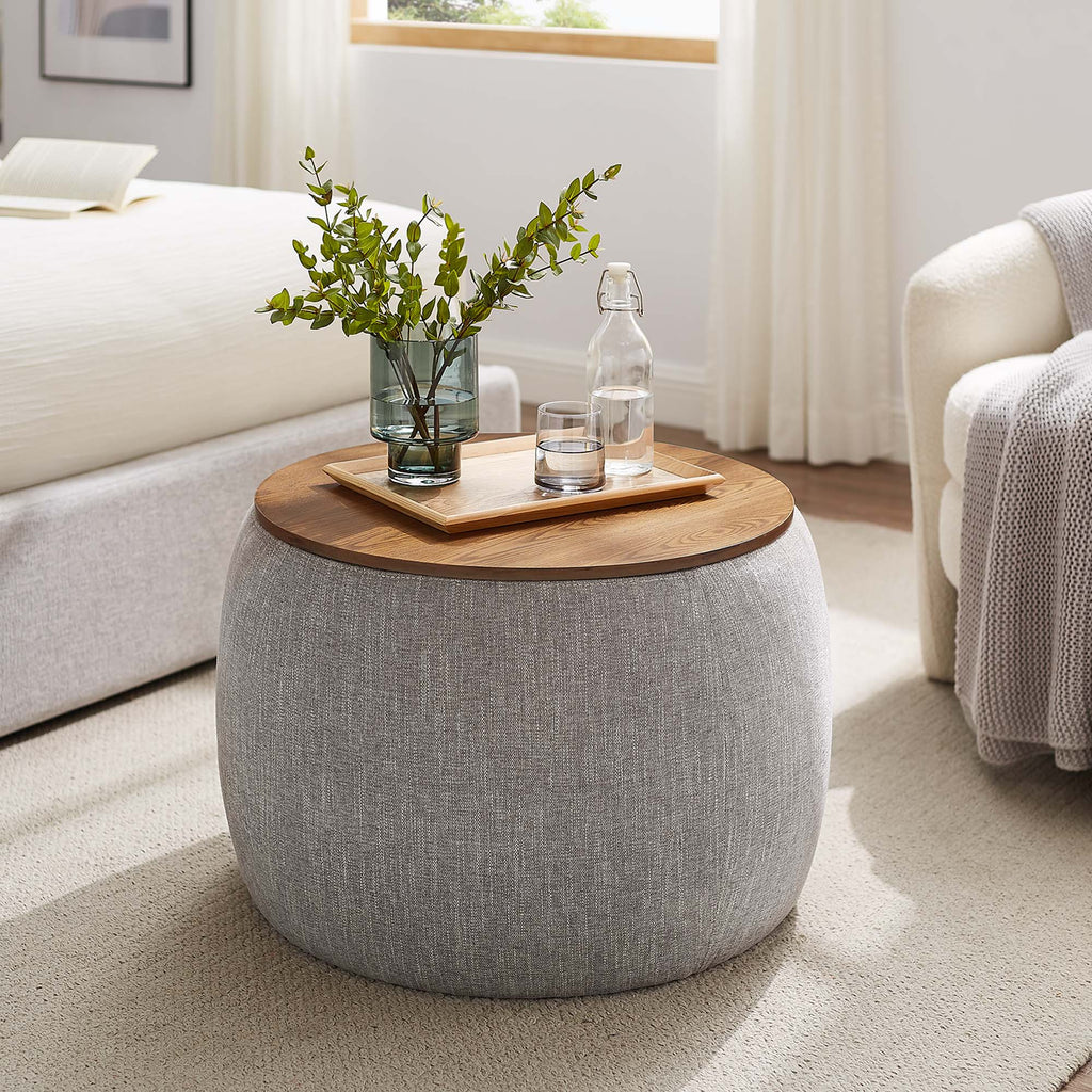 Perla Woven Heathered Fabric Upholstered Storage Ottoman by Modway
