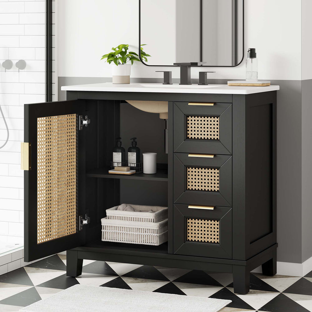 Dixie Solid Wood Bathroom Vanity Cabinet by Modway